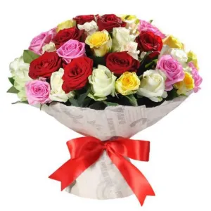 Букет 51 роза разноцветная